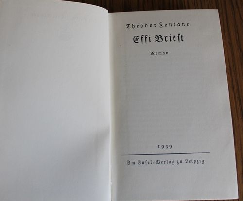 Theodor Fontane: Effi Briest - Roman 1939 im Insel-Verlag zu Leipzig