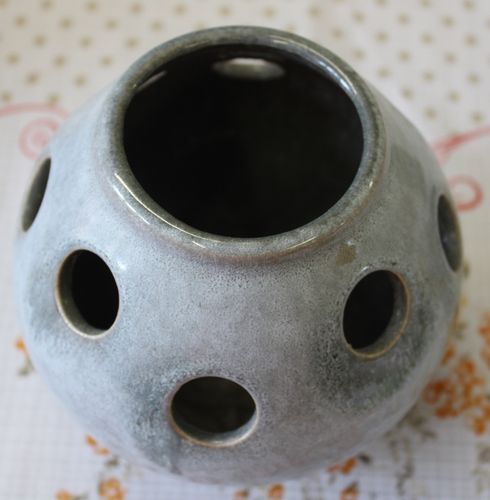 Keramik-Windlicht, grau / Potpourri-Kugel