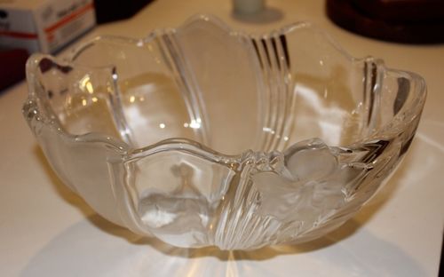 hohe ovale Glasschale / Glasschüssel