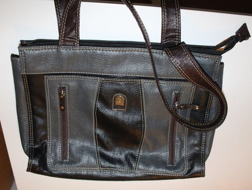 braun-graue große Handtasche/Schultertasche
