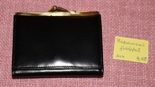 kleines schwarzes Leder-Portemonnaie von "Goldpfeil"