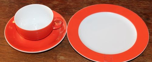 Kaffee-Gedeck Ingres, weiß  + rot